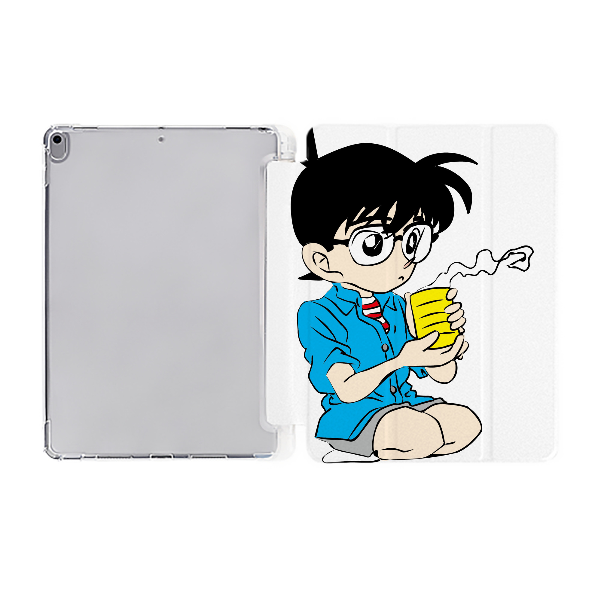 （画像用） 名探偵コナン 江戸川 コナン Detective Conan Conan Edogawa IPad ケース ペン収納付き 三つ折りスタンド PUレザー×シリコン 対応機種9.5/10.5/10.9インチ